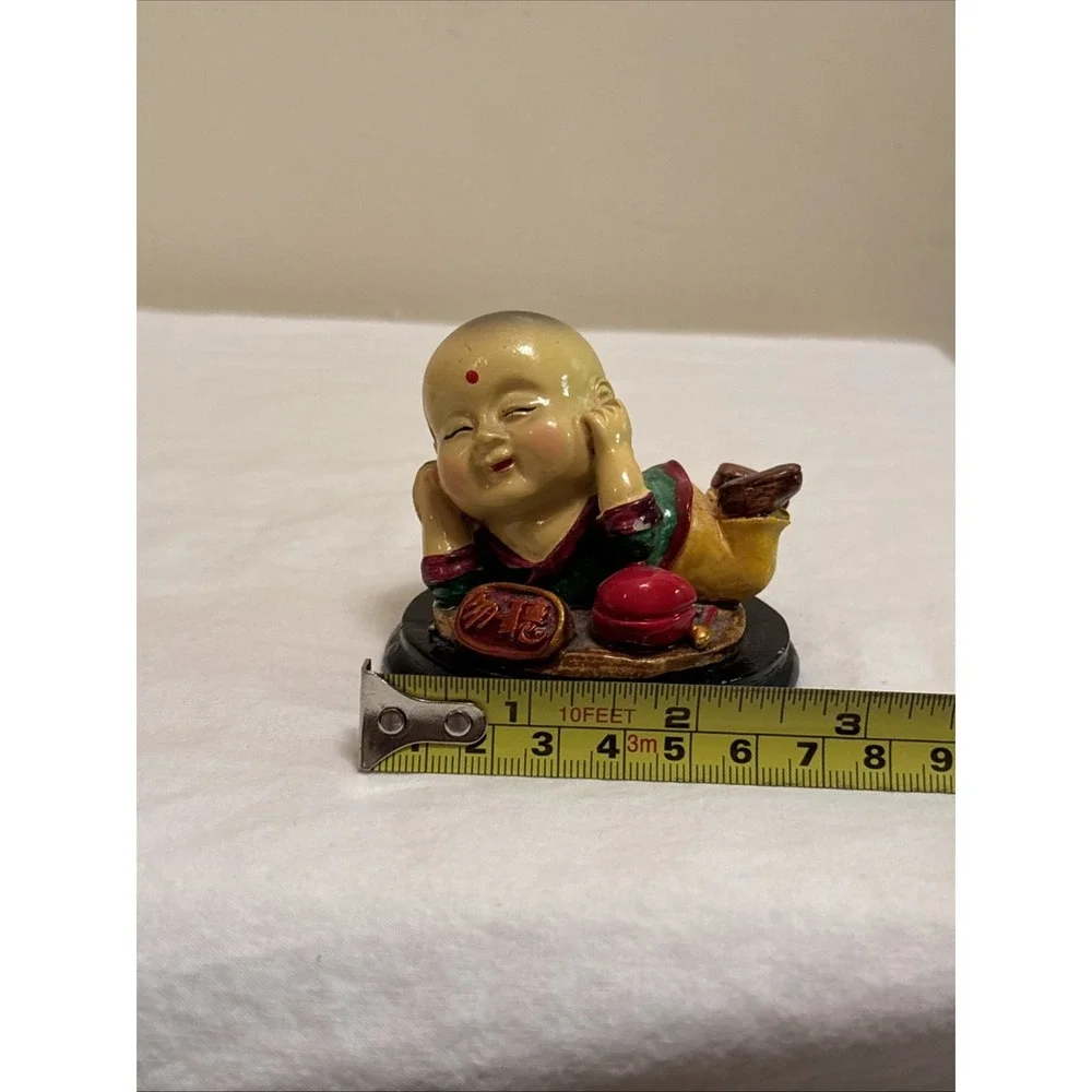 Set of 2 Baby Buddha Figurines Paperweights Hear No Evil Speak No Evil Decor